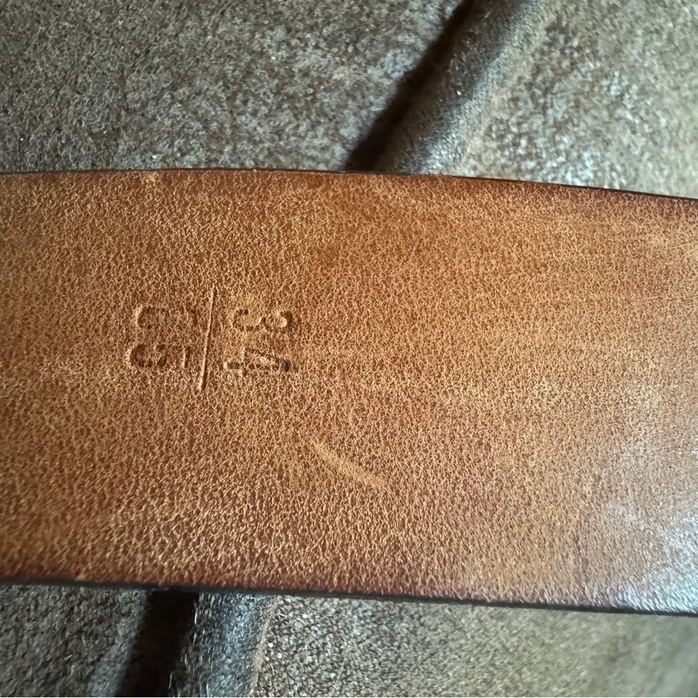 Cole Haan brown rustic stitch leather belt Size 34 Crafted in England
